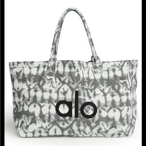 ALO Yoga Gray & White Tie-Dye Canvas Tote